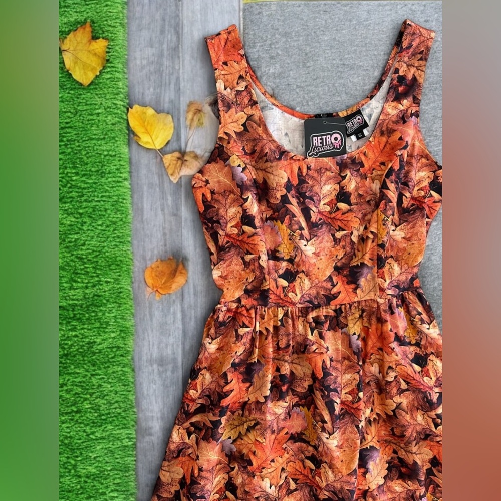 Fall Leaves Fit & Flare Dress by Retrolicious